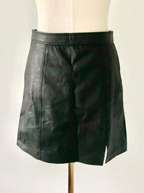 SHINESTAR Women's Size Small Black Faux Leather High Rise A-Line Mini Skirt S